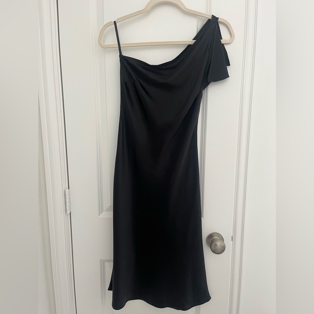 Black Silk One-Shoulder Silk Dress Size 2